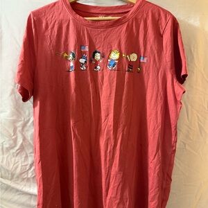 Peanuts Red Tee with Snoopy, Woodstock, Charlie Brown, & More, Ladies XL